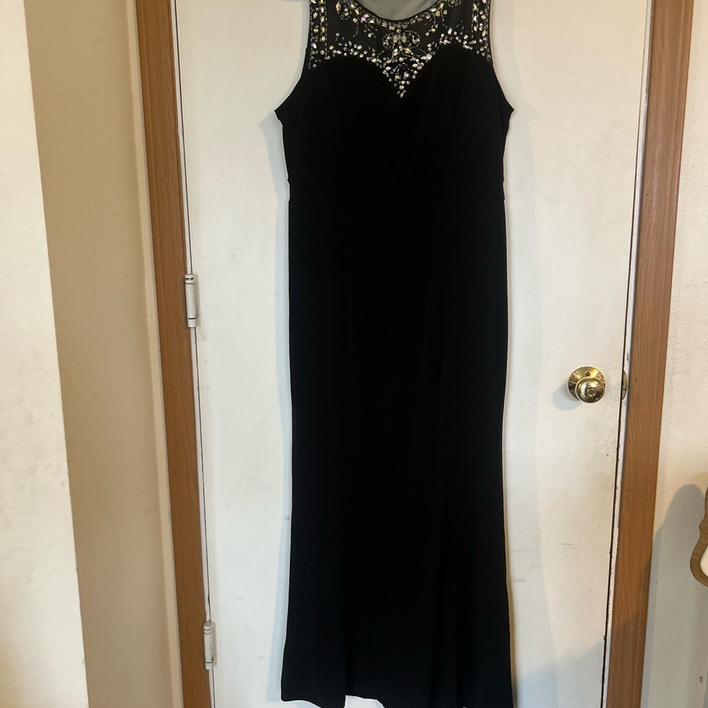 Candalite Large Black Mesh & Bejeweled neck line  Stretchy Evening/wedding guest